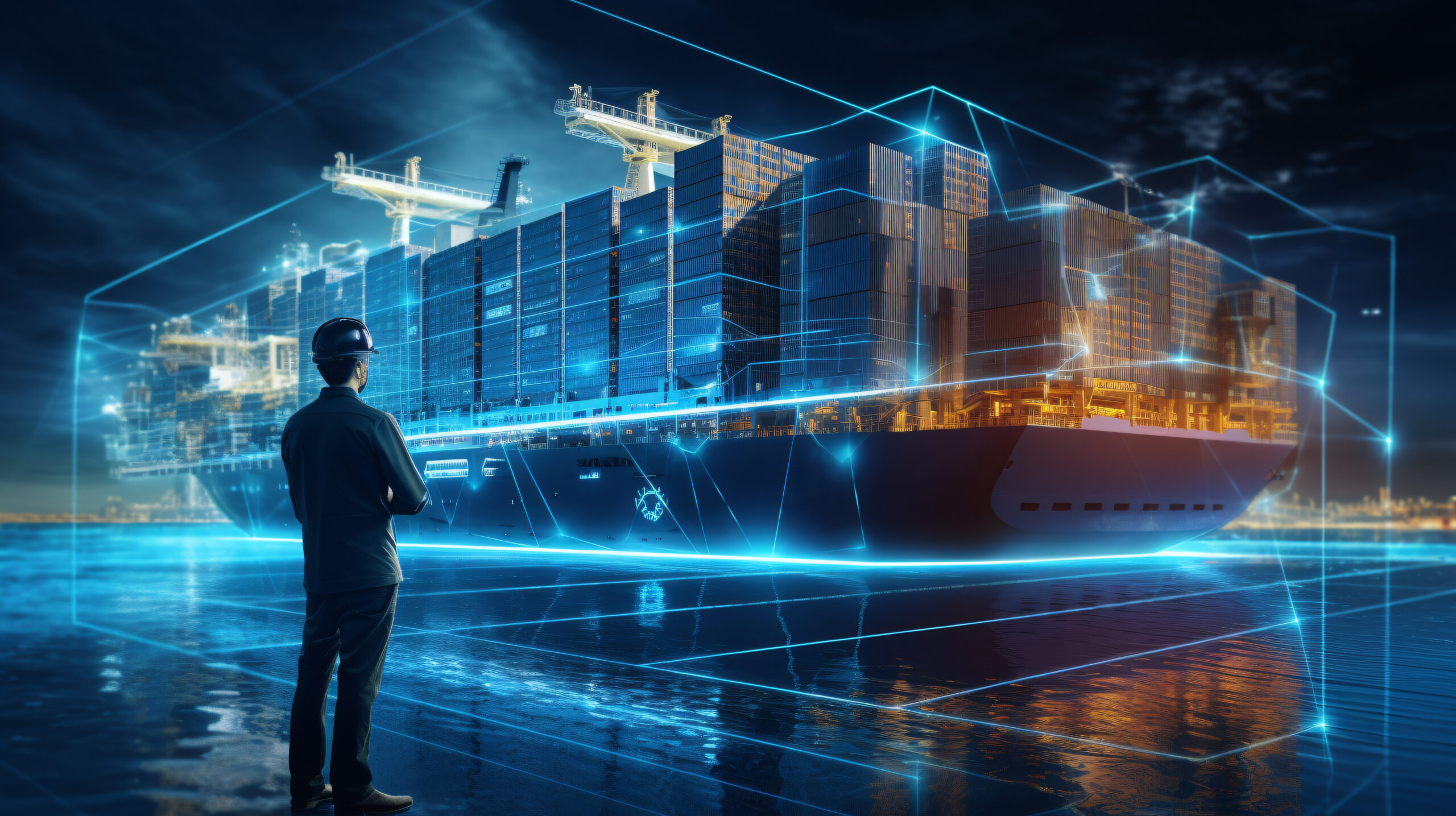 A representation of real-time visibility for a Navis cargo ship