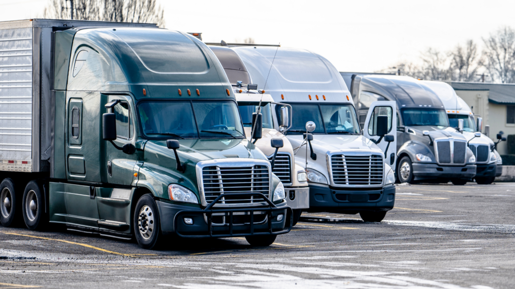 Trucks in a Kaleris truck yard